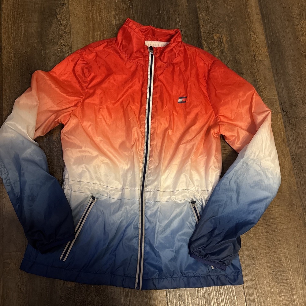 Tommy Hilfiger Sport ‎ Women's XS Jacket Windbreaker Red White Blue Ombré